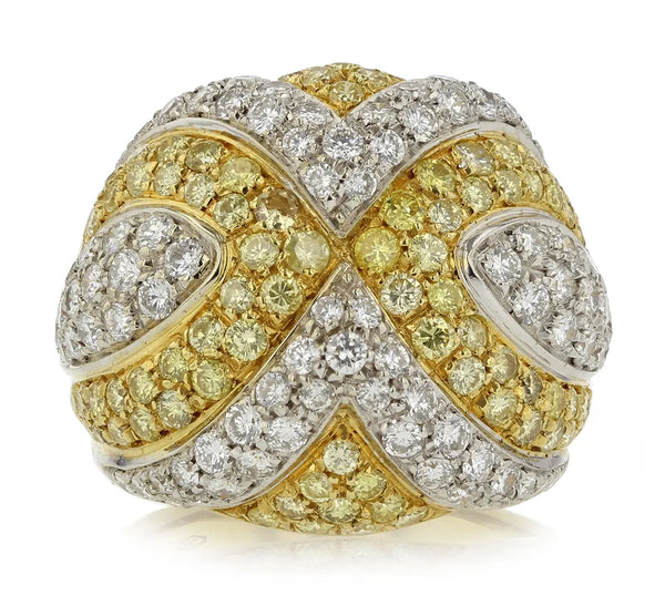 Yellow and diamond dome ring