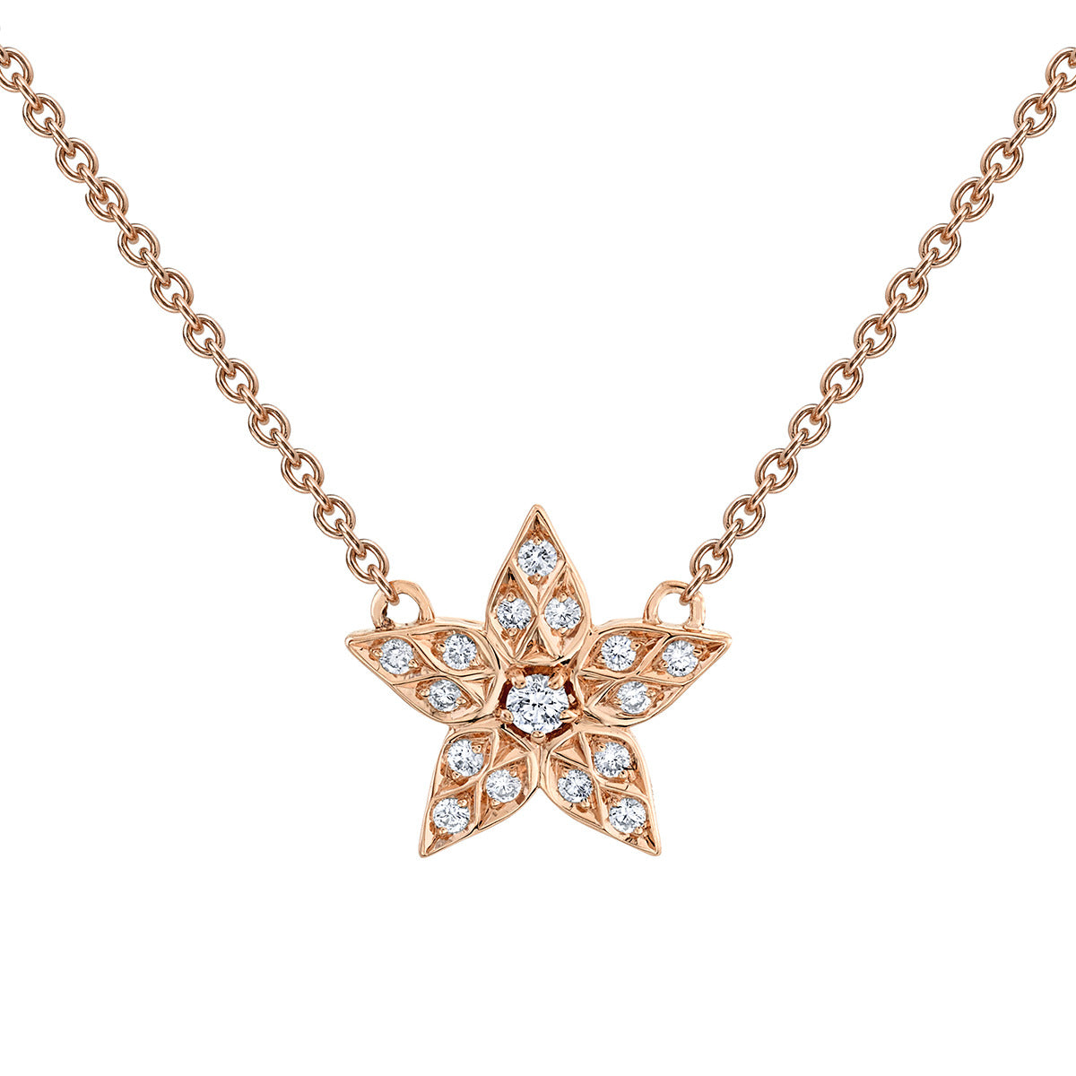 Monogram Sun diamond pendant necklace in rose gold with diamonds