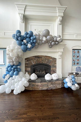 blue, white, and gray balloon creation