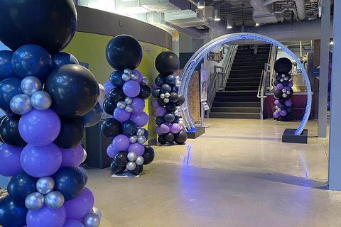 purple and black balloon creation