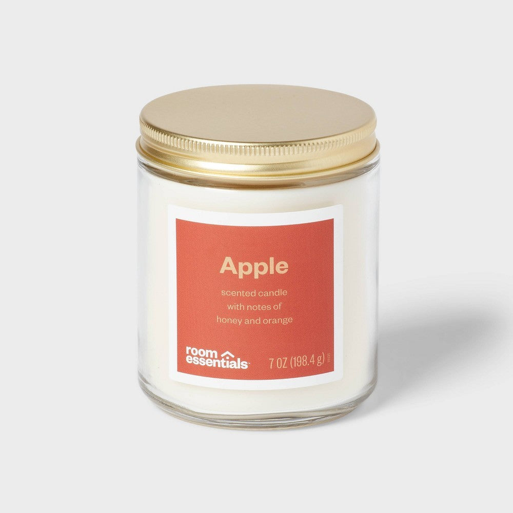 7oz Glass Jar Candle Apple with Lid - Room Essentials™-3.00