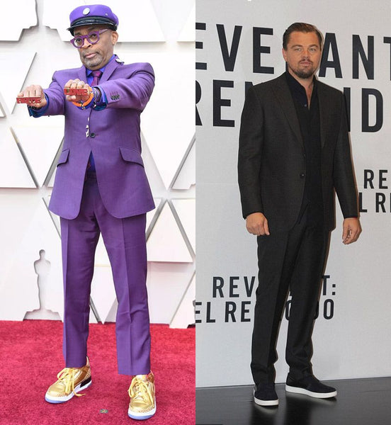 Spike Lee e Leonardo DiCaprio con abito e sneakers