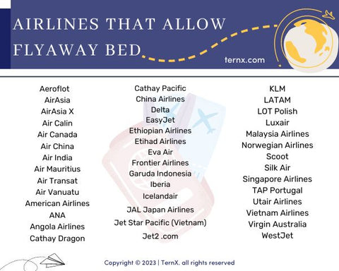 Airlines that allow Flyaway bed