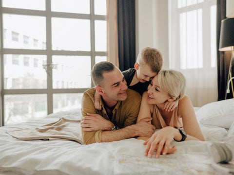 Family in hotel room