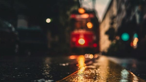 Tram in the rain