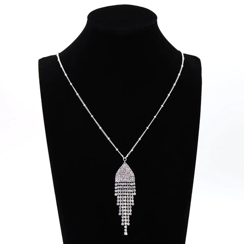 Rhinestone Tassel Necklace statement jewelry