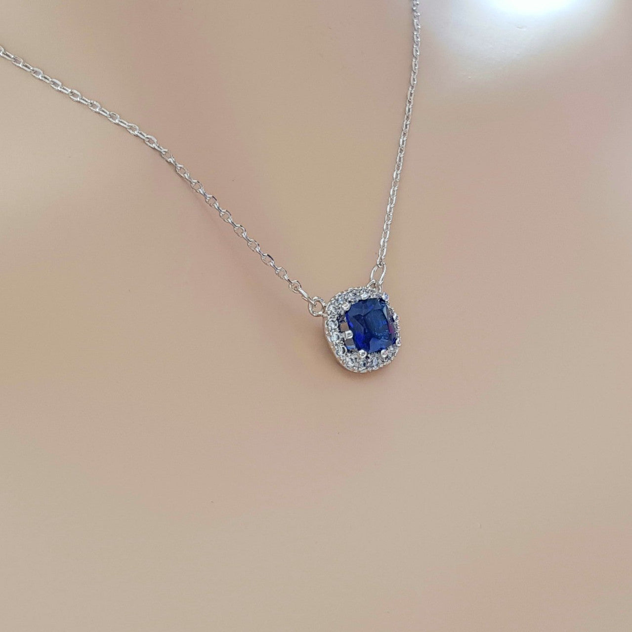 blue cubic zirconia necklace