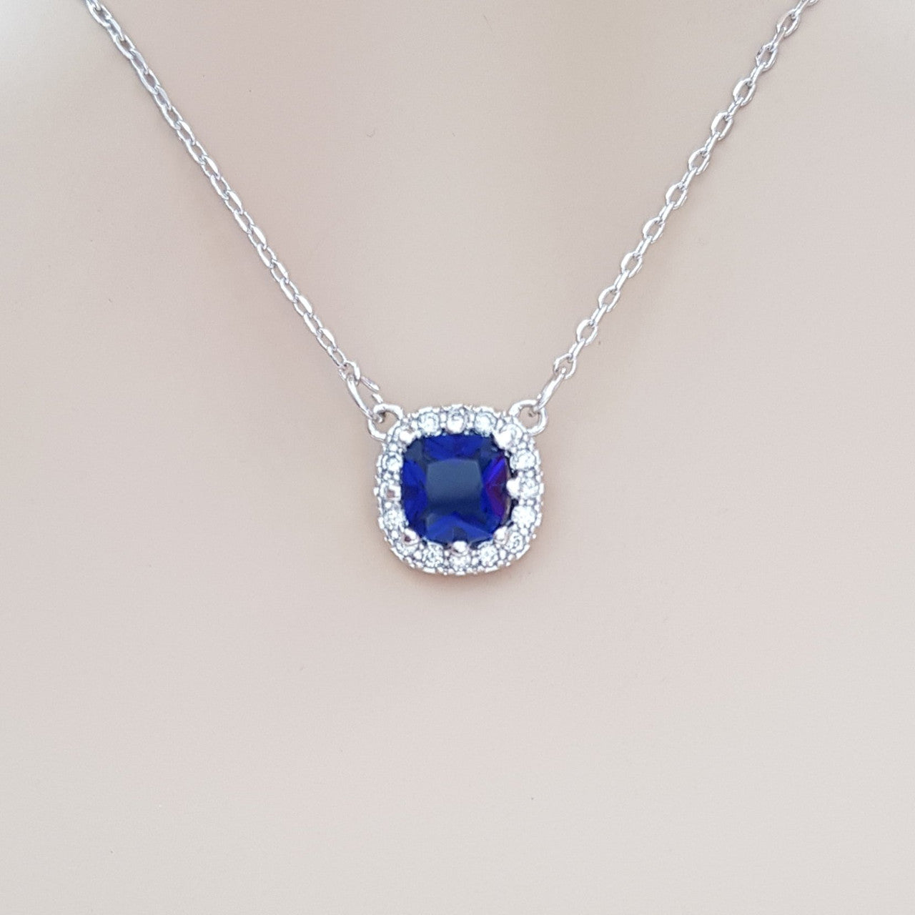 blue cubic zirconia necklace