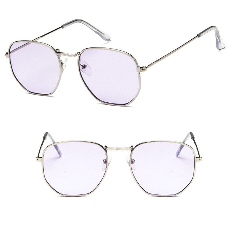 LeonLion 2021 Fashion Square Women Sunglasses Retro Hexagon Mirror Metal Sun Glasses Vintage Brand Lentes De Sol Mujer UV400