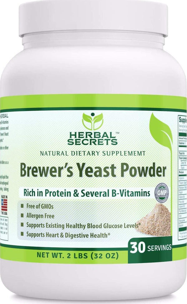Herbal Secrets Brewer's Yeast Powder (Non-GMO) - Free of Allergen- Supports Existing Healthy Blood Glucose Level* Supports Heart and Digestive Health* (32 Oz (2 Lb.))