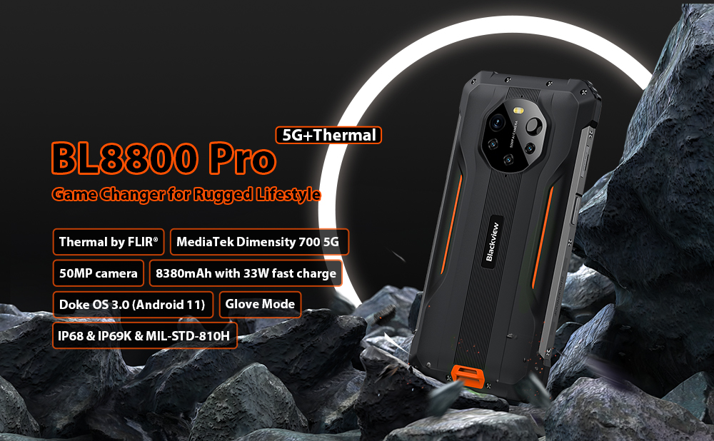 Blackview BL8800 Pro 8+128GB 5G Thermal Imaging Ruggedized Smartphone