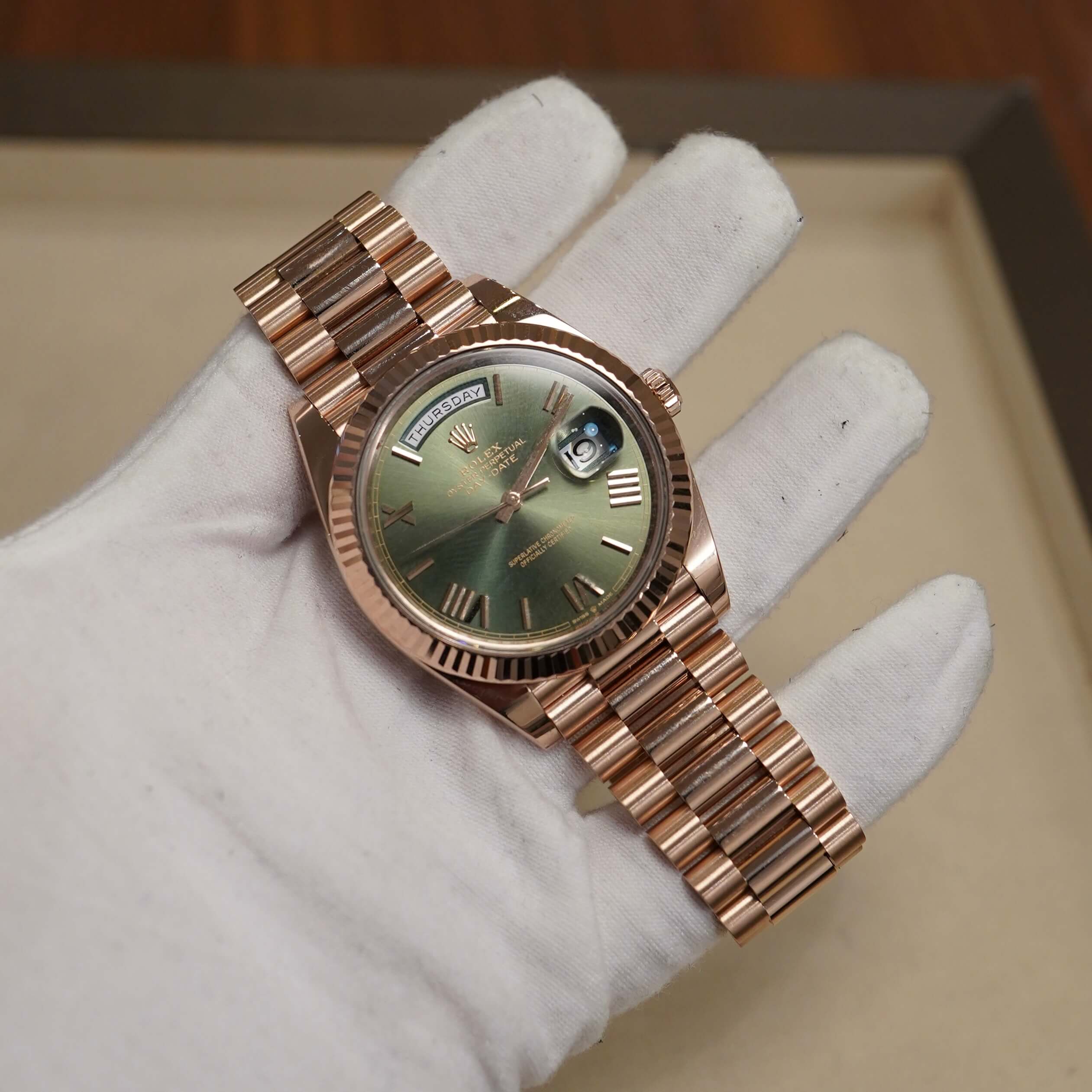 rolex daydate olive dial