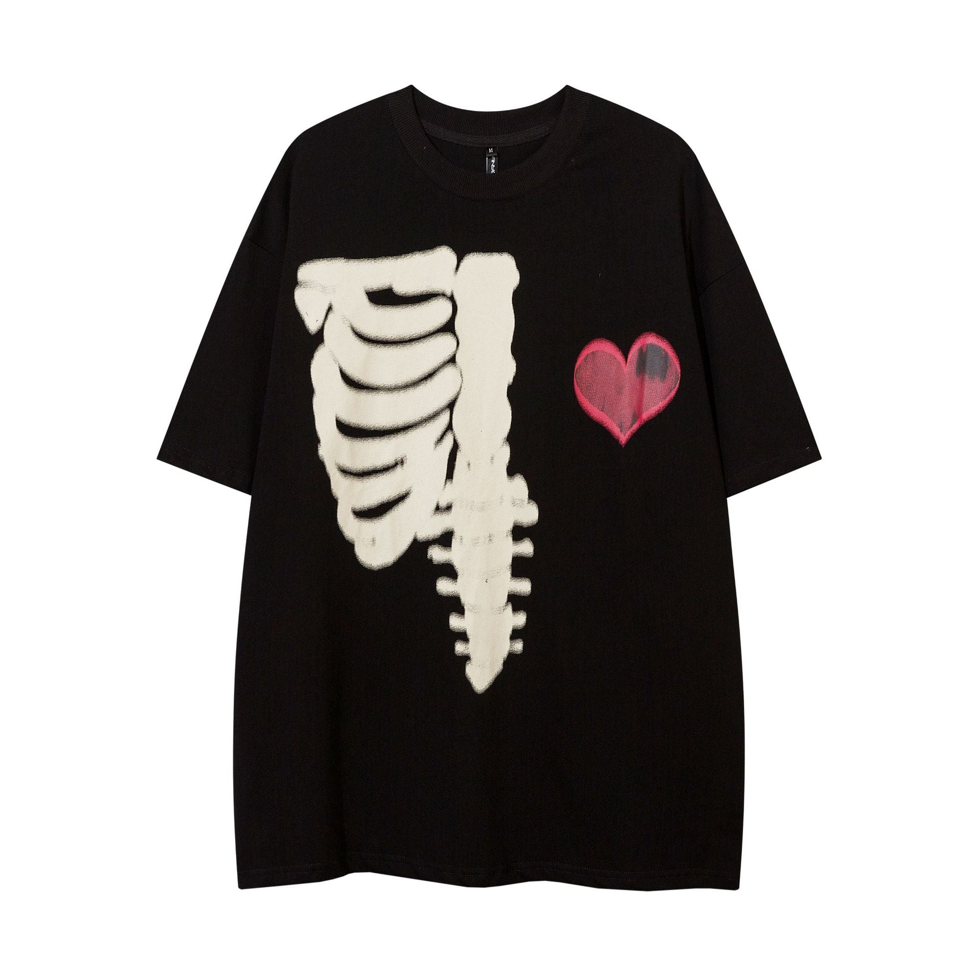  Loose "Skull Heart" Tee - STREETWEAR