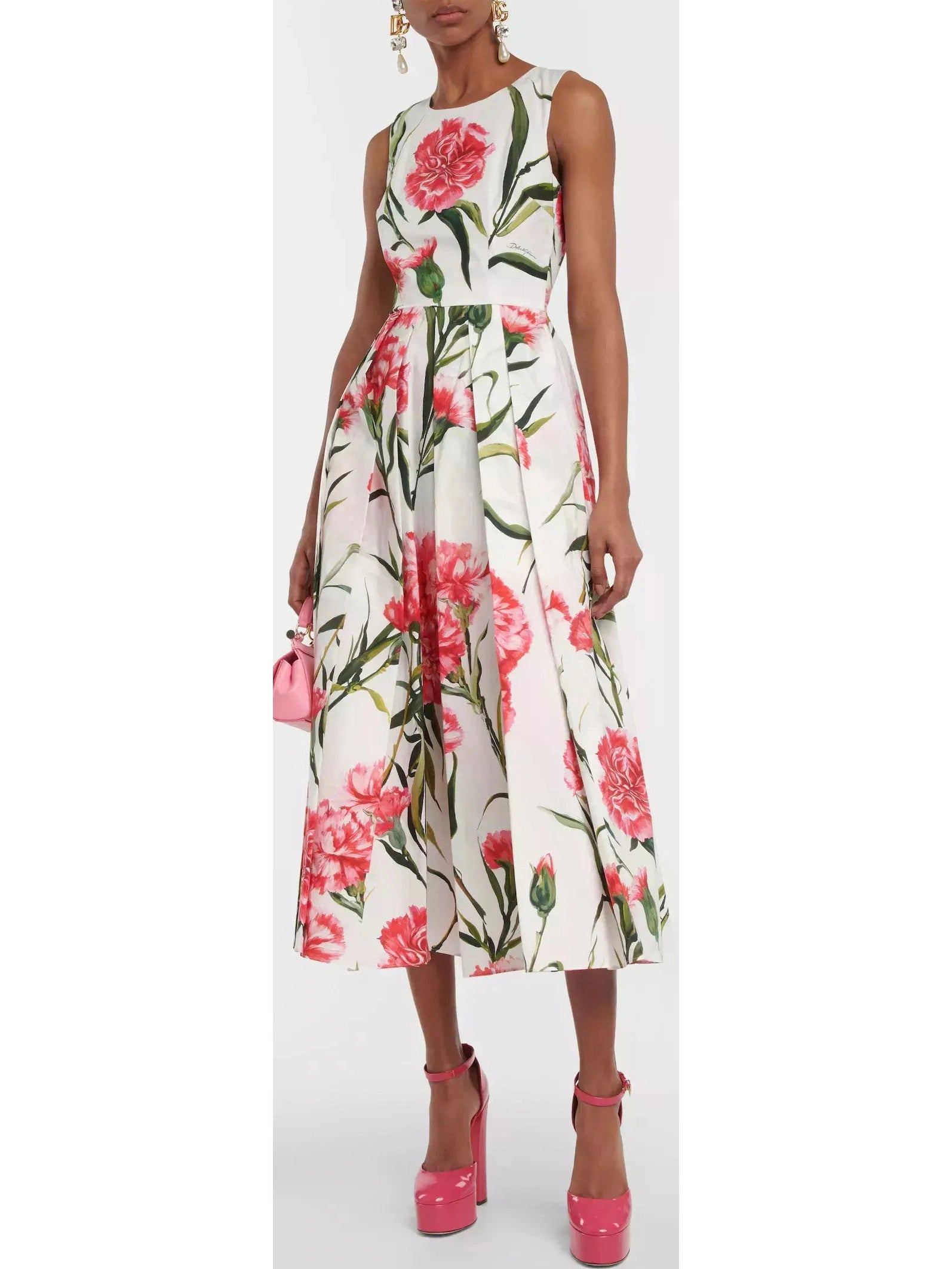 Carnation-Printed Midi Dress - Branna Couture