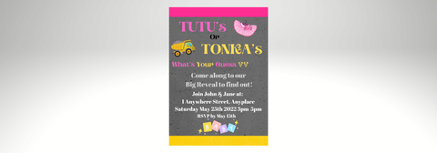 Gender Reveal Customisable Invitation Tutu's or Tonka's