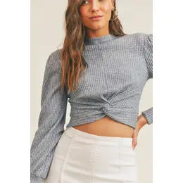 Long Sleeve Front Twist Crop