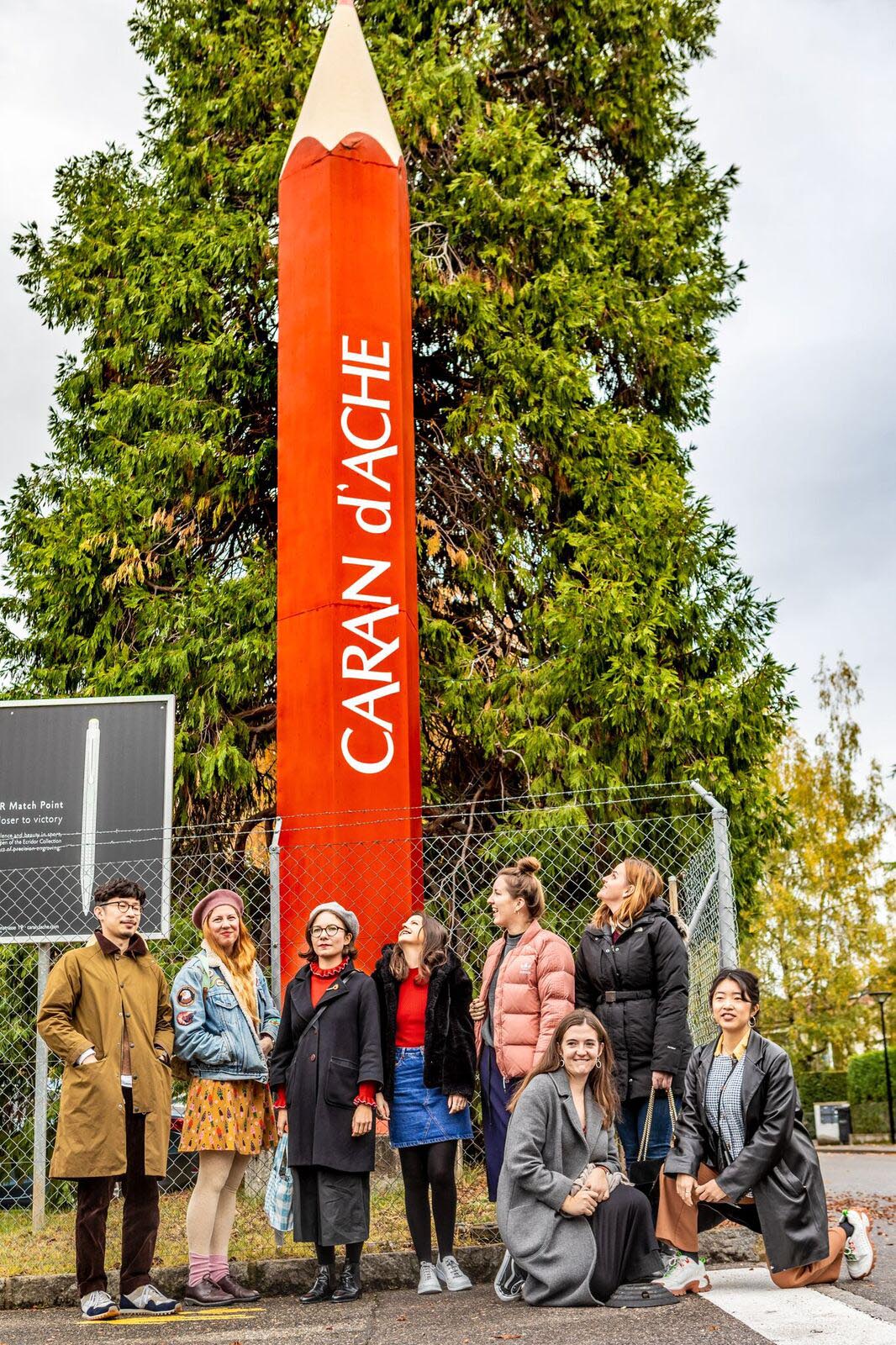 A very Talented bunch that I got to hang out with! From Left: Mr Slow Boy, Jacqueline Colley, Maria-Ines Gul, Nina Cosford, Bodil Jane, Jackie Diedam Below; Charlotte Ager and Joey Yu. Photo credit: Igor Laski courtesy of Caran d’Ache