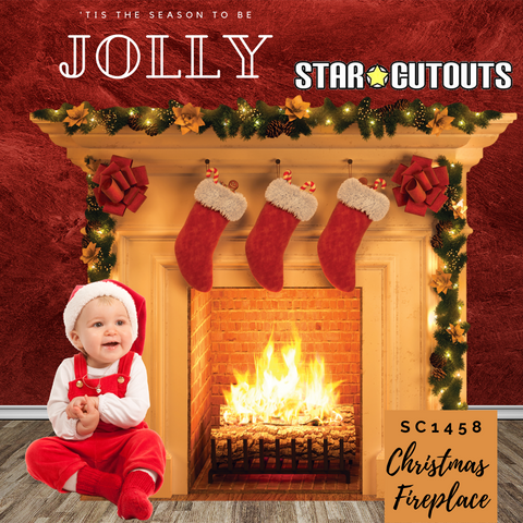 Christmas Cardboard Cutouts fireplace