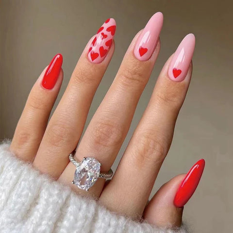 52 Valentine's Day Nail Art Designs & Ideas 2023 : Shades of Pink Hearts