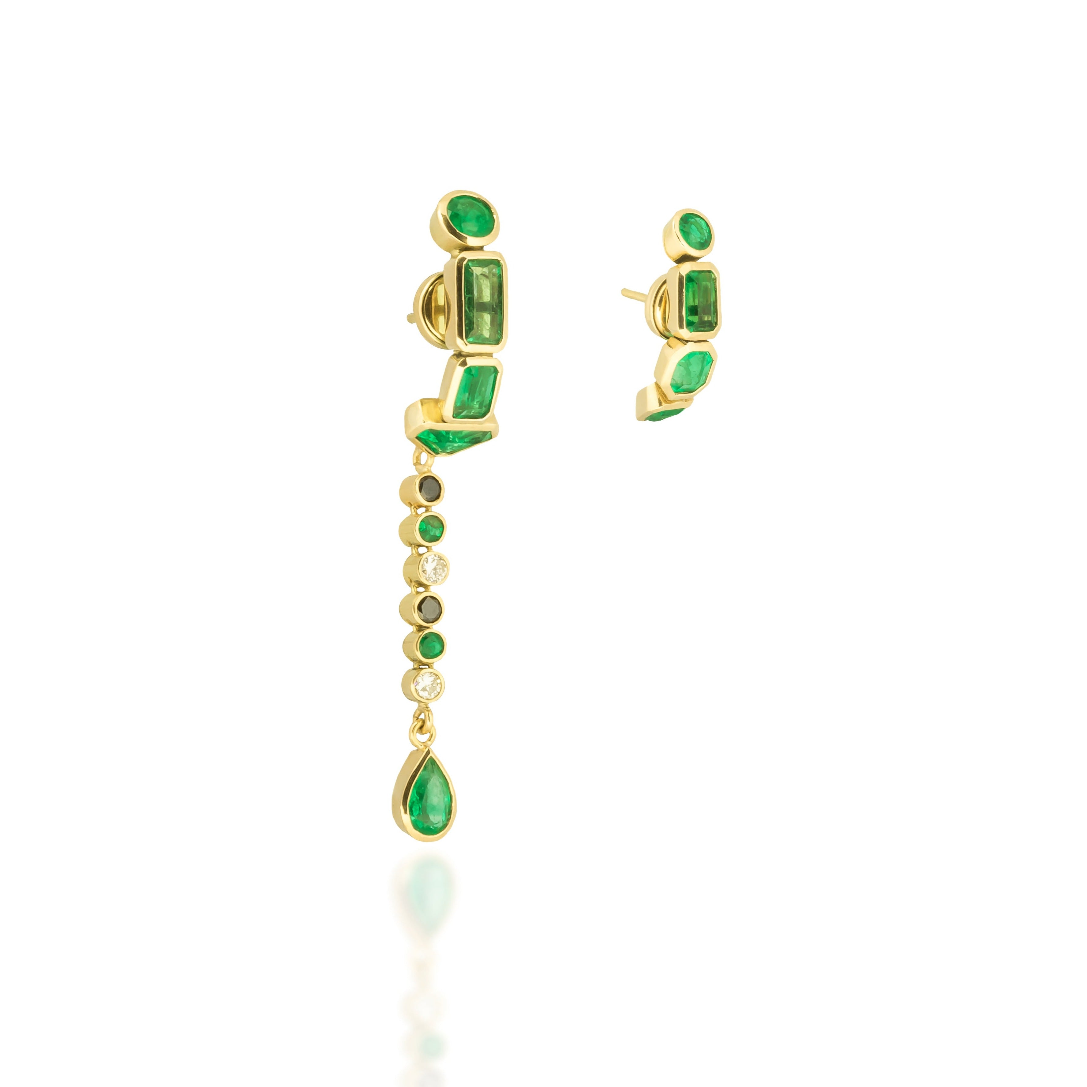 ASYMMETRICAL EMERALD EARRINGS - PAULA MENDOZA FINE JEWELRY product image