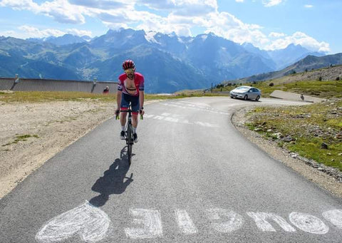 Our man Doug on the climb up the Col de Granon with The Tour 21 to raise funds for CureLeukaemia. ET Bikes