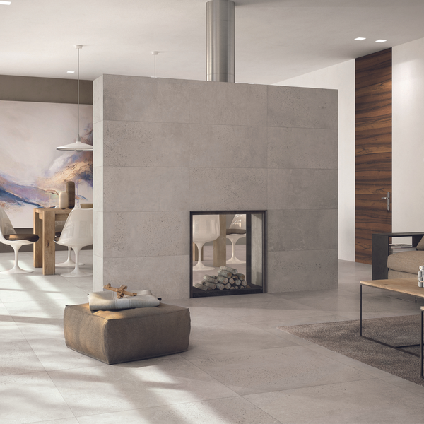 Luxury concrete effect porcelain floor and walls 