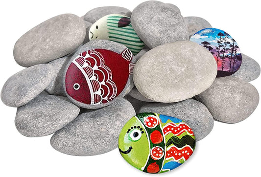 20PCS River Rocks for Painting, All Season DIY Rocks 5 Pounds Smooth  Unpolished Stones Kit Assorted Size and Diameter around 2-3In, Perfect for  Painting Art & Crafting, Gift for Kids & Adults