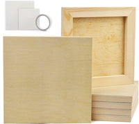 6 Pack Unfinished Wood Canvas Boards for Painting, Blank Deep Cradle 5x5 Panels for Art Projects (0.85 in Thick)