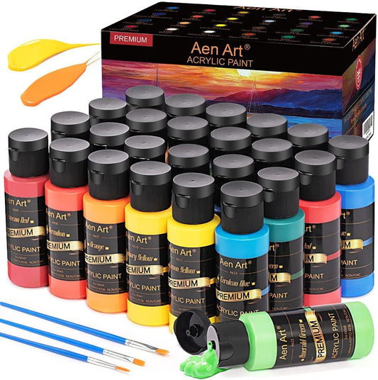 Acrylic Paint Set with 12 Brushes, 24 Colors (59Ml, 2Oz) Art Craft Pai –  Loomini