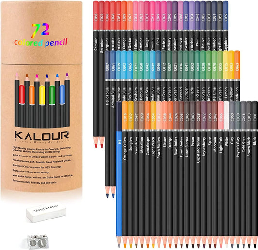  Soucolor 72-Color Colored Pencils, Soft Core & 122 Pack Gel  Marker Set for Adult Coloring Books