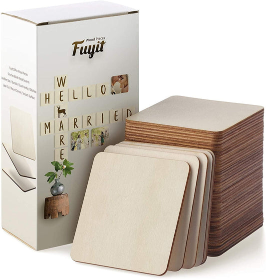 80Pcs Wood Burning Pieces, Selizo Wood Burning Kit with 4 x 4 Inch  Unfinished Wood Squares Crafts Tiles Blank Wooden Slices for Wood Burning  Coasters