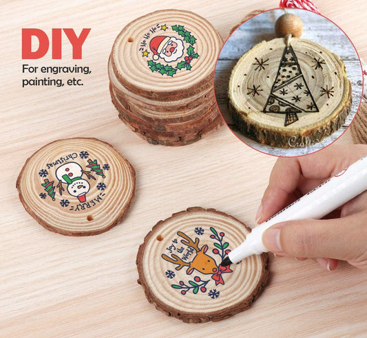 Fuyit Natural Wood Slices 30 Pcs 2.8-3.1 Inches Unfinished Wood Craft Kit  Undrilled Wooden Circles Without Hole Tree Slice with Bark for Arts  Painting