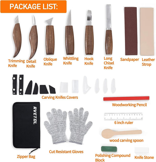 Tekchic Wood Carving Kit Deluxe-Whittling Knife, Wood Carving Knife Set, Wood  Whittling Kit for Beginners, Carving Knife Woodworking Wood Carving Tools  Set with Large Leather Case - Yahoo Shopping