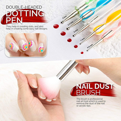 Glitter & Sticker, Nail Art Brushes for Beginners Nail Dotting Tool