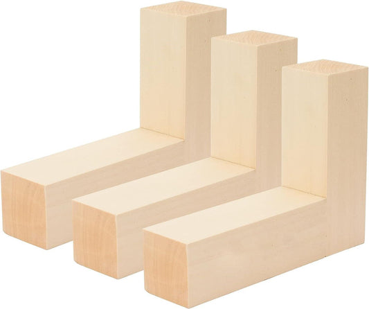  4 Inch Wood for Carving, 4 PCS Unfinished Wood Craft Cubes,  Rectangular Wooden Blocks for DIY Carving, Large Unfinished Whittling Wood  Blank Blocks for Kids or Adults (4×2×2Inch）