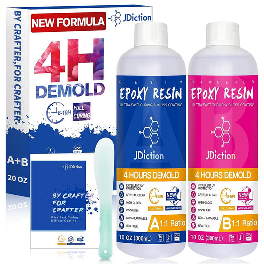 Epoxy Resin-76Oz Fast Curing Epoxy Resin 4 Hours Demold Crystal Clear &  Self-Leveling Coating and Casting Resin 38OZ Resin and 38OZ Hardener Kit  for
