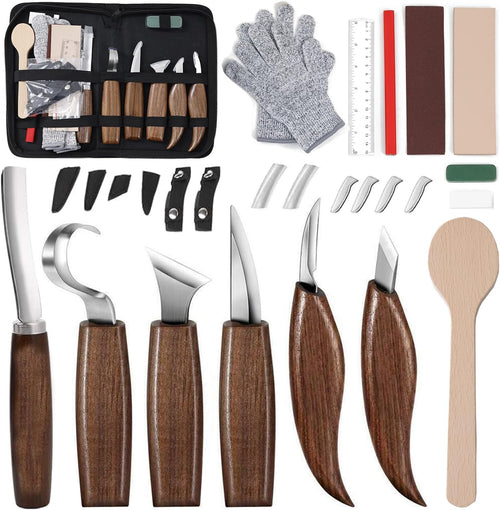 IMYMEE Wood Carving Tools Deluxe-Whittling Knife,Wood Carving Kit,Wood  Whittling Kit for Beginners,Spoon Carving Kit,Woodworking Tools Set Large  Wood