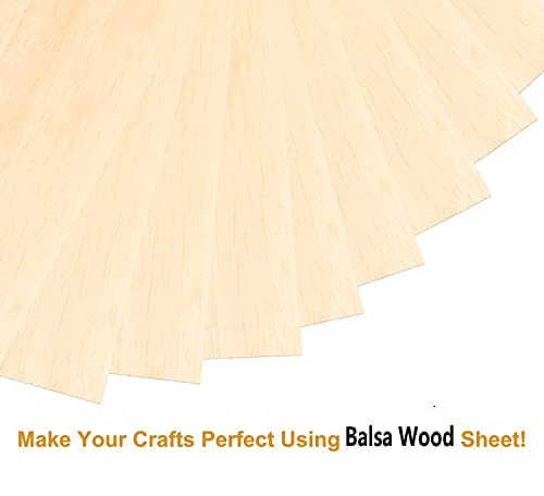 12PCS Balsa Wood Sheet, 12 x 8 x 1/8 Inches Thin Balsa Wood Craft  Wood，Unfinished Balsa Wood Sheets for Craft, Laser, Wood Burning, DIY