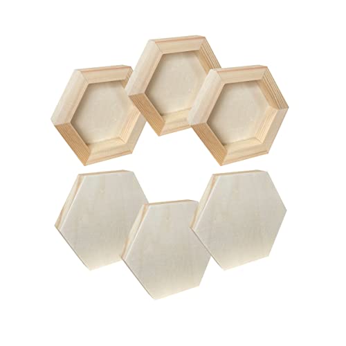 12 Pcs Wood Panel Boards for Painting 6'' Unfinished Wooden Canvas Panel  Square Hexagon Triangle Boards Blank Wood Blocks Crafts for Arts Crafts  Painting Supplies 3 Styles