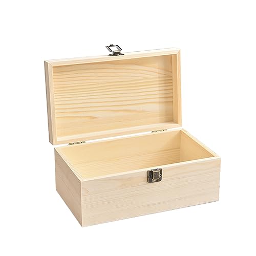FORACKS Unfinished Wooden Storage Box with Lid, 9.1'' x 9.1'' x 3.9'' Keepsake Box, Rustic Unpainted Wood Gift Boxes for Crafts DIY Storage Jewelry