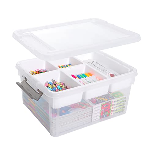  BTSKY Stack & Carry Box, Clear Plastic Storage Container  Stackable Home Utility Box with Removable Tray Multi-Purpose Storage Bin  for Organizing Stationery, Sewing, Art Craft Supplies (Black) : Arts,  Crafts 