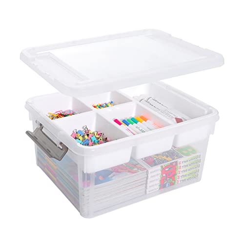 BTSKY Stack & Carry Box, Clear Plastic Storage Container Stackable Home  Utility Box with Removable Tray Multi-Purpose Storage Bin for Organizing  Stationery, Sewing, Art Craft Supplies(Blue) : : Office Products