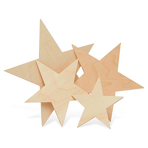 Wood Star Cutouts 1 inch by 3/16 inch, Pack of 100 Wooden Stars for Crafts,  Christmas, and July 4th, by Woodpeckers