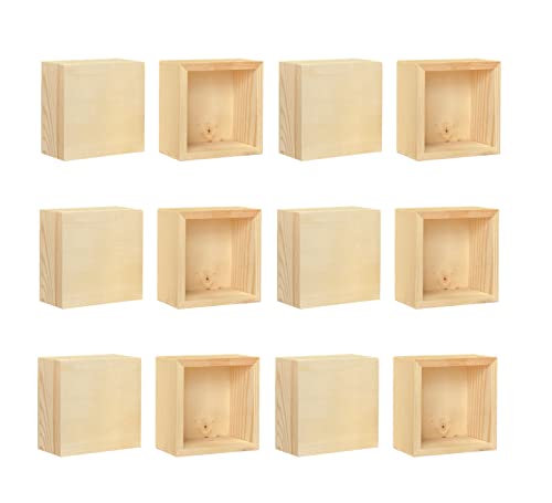  10 Pack 4 Inch Square Wood Box Unfinished Small Wooden