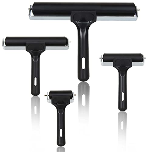  3 Pack Brayer Rollers for Crafting, Vinyl Rubber Roller Brayers,  Printmaking Brayer Rollers for Cricut Maker, Gluing, Printing, Inking and  Stamping(Black)