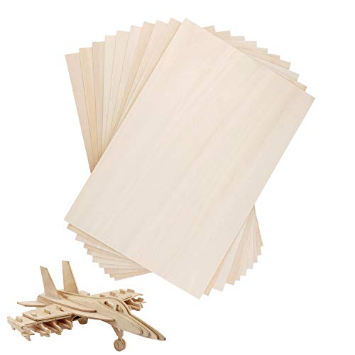  20PCS Balsa Wood Sheets 12x8x1/16 Plywood Board Thin Basswood  Sheet Natural Unfinished Wood Board for Architectural Model DIY Maker House  Aircraft Ship Boat DIY Craft Wooden Plate Model