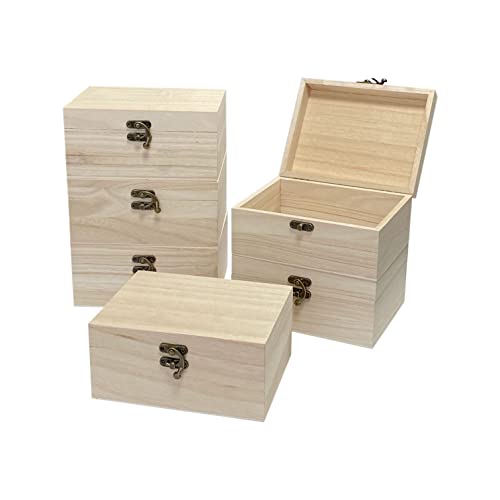 Wooden Boxes Rustic Unfinished Square Wood Box Crates for