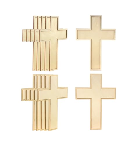 12 Pack 9 Inch Unfinished Wooden Crosses Blank Wood Cross for DIY Crafts