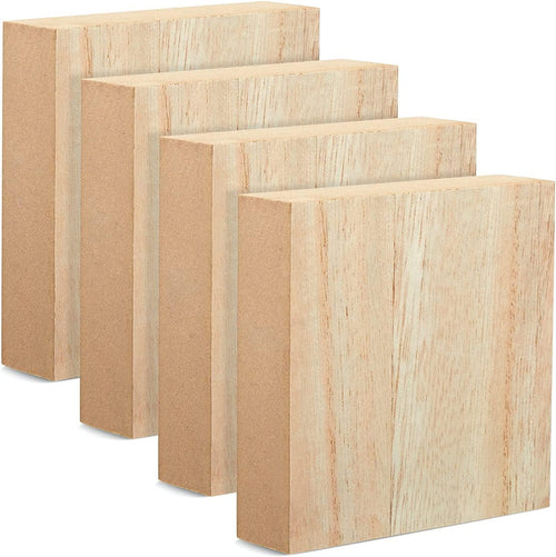 Bright Creations 4 Pack Unfinished Wood Blocks for Crafting, Wall  Decorations, MDF Wooden Squares 1 Inch Thick for DIY Projects, Art Classes,  5x5 In