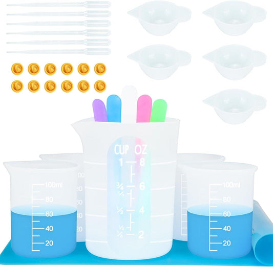 Silicone Resin Measuring Cups Tool Kit- 250 & 100 Ml Measure Cups, Silicone  Popsicle Stir Sticks